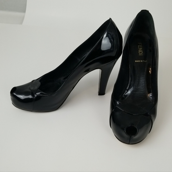Fendi Women's Black Peep Toe Pumps - Picture 6 of 6